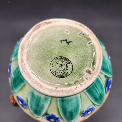 19th Century Antique Majolica Pitcher Vase  Mouzin Lecat Bird Sunshine Botanical - Picture 7 of 14