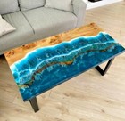 Epoxy Resin Blue River Table Top Natural Wood Table Top Handmade Dining Table .