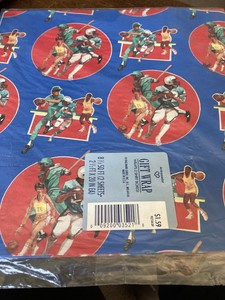 Vintage-Hallmark-Gift-Wrap-Sports-2-Sheets-Football-Basketball-Baseball