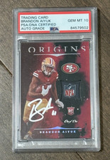 Brandon Aiyuk Signed Origins One of One NFL Patch Rookie Card PSA DNA Gem Mint