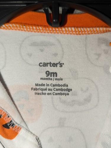 HALLOWEEN Schlafanzug mit Füßen 9 Monate Herbst Kürbisse CARTERS Baby Junge Mädchen  - Bild 4 von 6