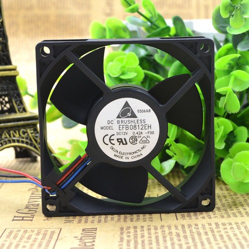 1PC New Delta EFB0812EH 12V 0.42A  8CM 8025 3-Wire Double Ball Cooling Fan - Picture 1 of 5