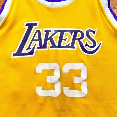 VINTAGE 80'S LOS ANGELES LAKERS NBA #33 SAND-KNIT PRINTED