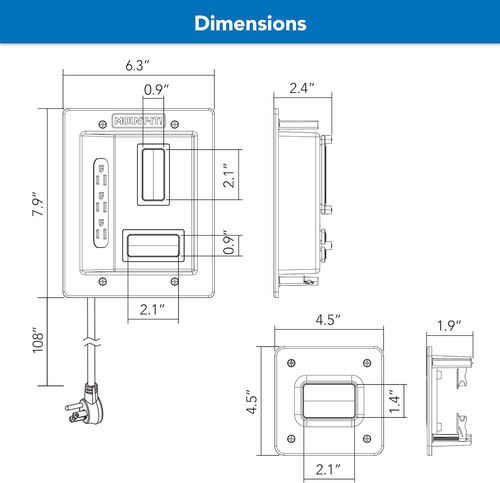 Mount-It! In-Wall TV Cable Concealer Kit with Recessed Power – Triple Outlet, 9F - Photo 9/12