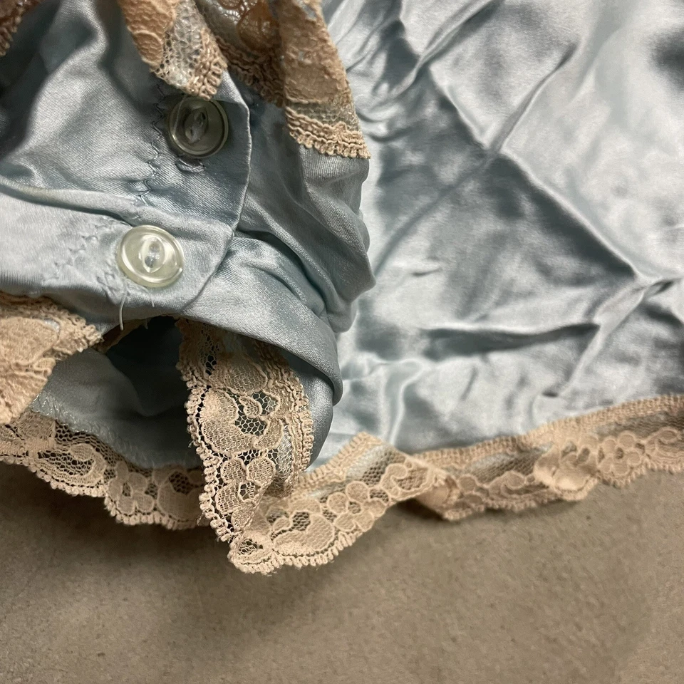 Body lencería de seda vintage ribete de encaje años 70 Cacharel Babydoll satinado brillante Foto 3 de 4