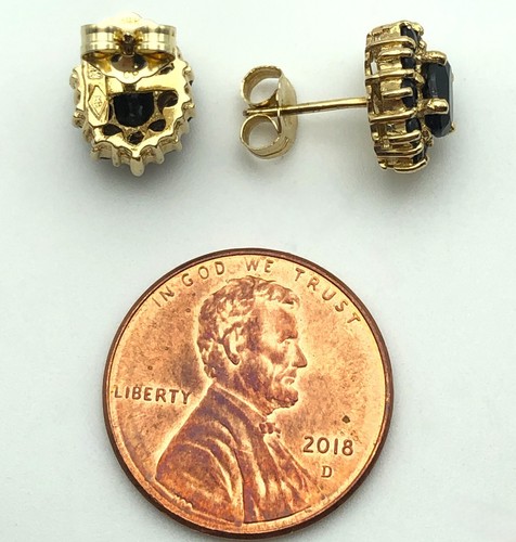 14k Gold Earrings set with 2 carats of Natural Sapphires 2.3 grams - Picture 7 of 7