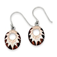 925 Sterl Silver Oval Form Pink Crystal & Brown & Black Enamel Dangle Earrings on sale 925 Sterl Silver Oval Form Pink Crystal & Brown & Black Enamel Dangle Earrings on sale