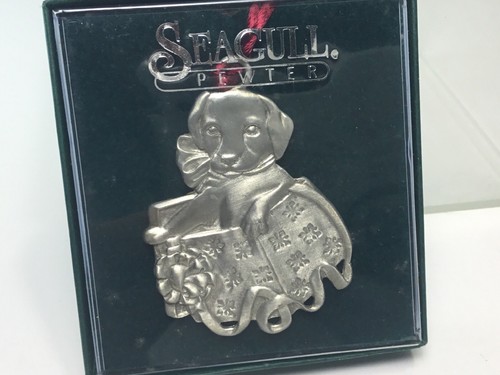 PEWTER Cocker Spaniel In A Present Christmas Ornament (4) - Picture 1 of 6