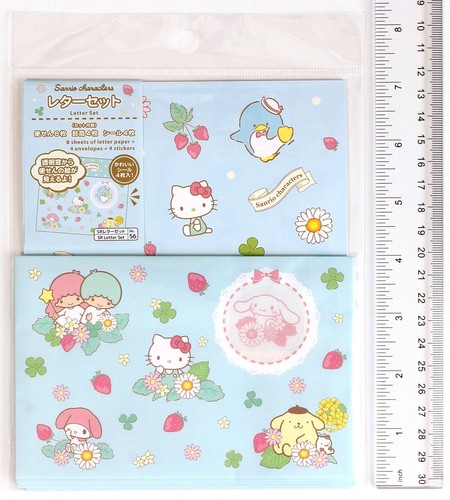Sanrio Characters Letter Set Sticker Strawberry Blue Made in Japan 2021 - Bild 3 von 4