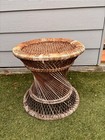 Vintage Retro Twisted Wicker Cane Rattan Stool/Table/Plant Stand Boho 70’s