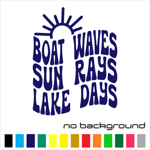 Boat Waves Sun Rays Lake Days Sticker Vinyl Decal - Summer Beach Wall Car Window - Picture 6 of 17