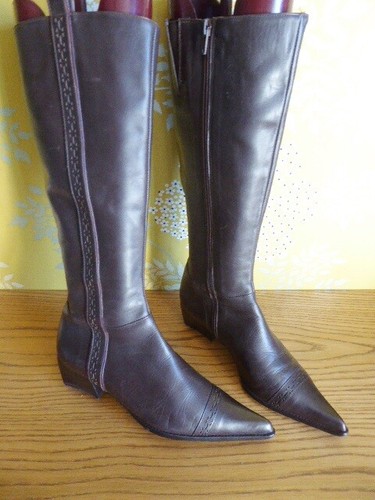 PACO HERRERO bottes plates pointues tout cuir marron T 37 37,5 parfait état  - Picture 10 of 12
