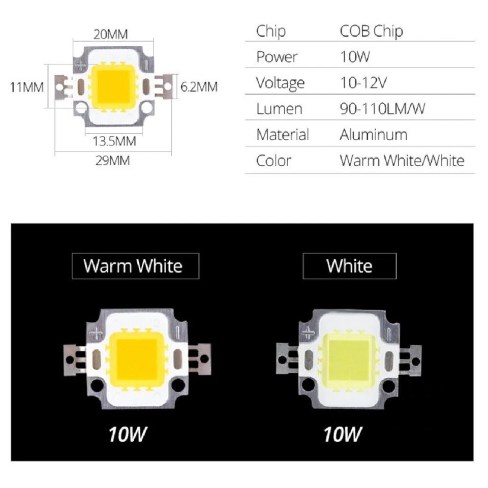 ricambio faro LED chip COB singolo bianco freddo caldo driver 12V 30V 36V - Immagine 2 di 4