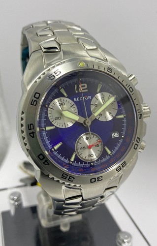 SECTOR,MENS,STEEL,CHRONO,DATE,SWISS MADE,WR100M,NEW OLD STOCK,FREE SHIPPING - Foto 9 di 24