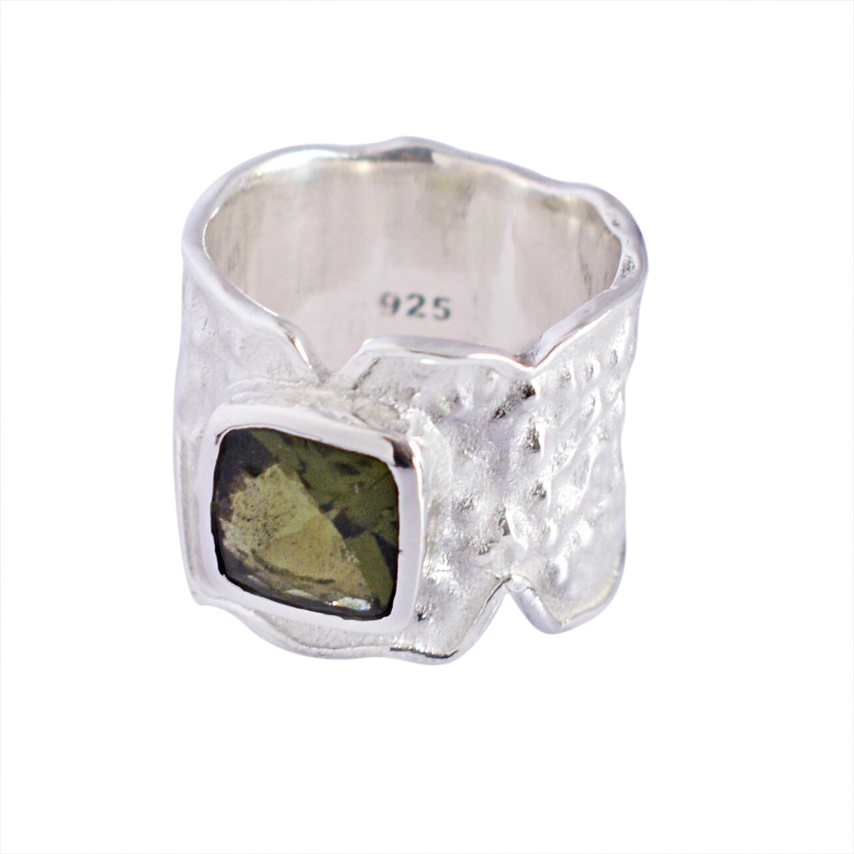 925 Sterling Silver Genuine Moldavite Gemstone Women Ring Handmade