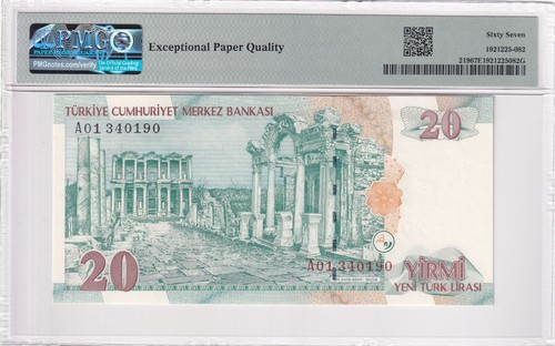 Turkey, 20 New Turkish Lira, 2005, UNC, p219, First Prefix "A01" - Picture 2 of 2