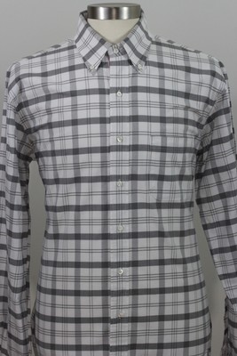$530 Thom Browne Grey Inverse Check Poplin New Shirt Size 0 1 /& 2