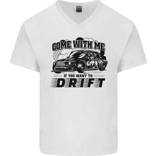 Camiseta de algodón con cuello en V Drifting Come With Me if You Want to Drift para hombre - Imagen 2 de 6