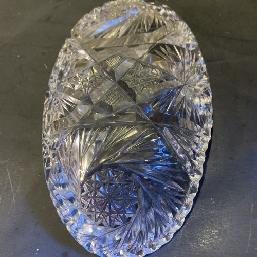 American brilliant cut glass bowl 8 in pinwheel and hobstar design - Picture 5 of 6