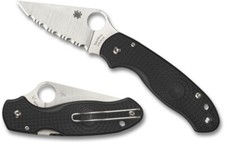 SPYDERCO Para 3, Black FRN Handles, CTS BD1N Steel, Serrated Edge, C223SBK NEW