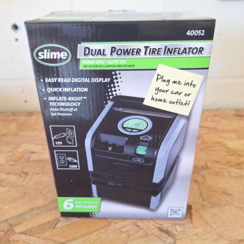 Slime Dual Power Tire Inflator (120V/12V) #40052, Portable Car & Home Plug
