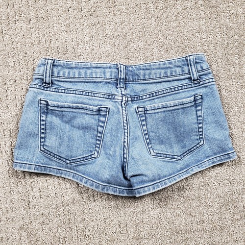 Pantalones cortos Bepop tiro bajo para mujer talla 1 azul claro denim desgastado 26" cintura Y2k - Imagen 2 de 8