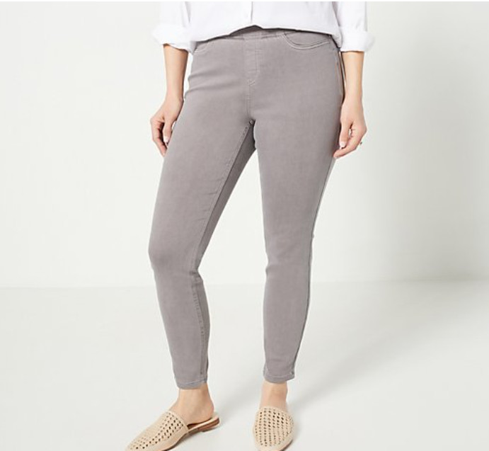 Denim & Co. - Cozy Touch Denim Tall Pull-On Jeggings Jeans - Gray Wash