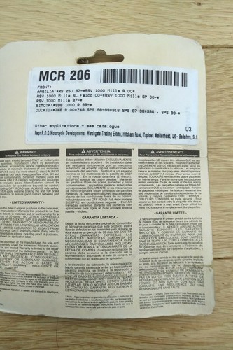 New BENDIX MCR206 Brake Pads Road Race Compound - Picture 3 of 3