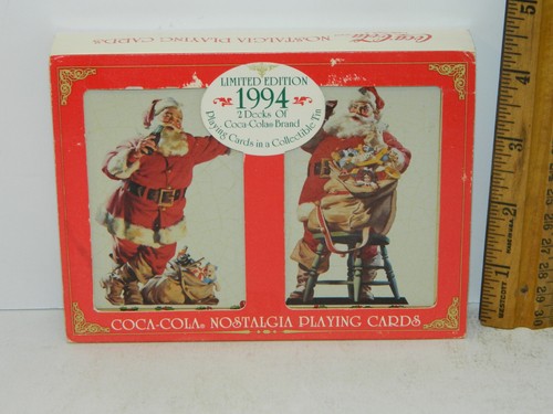 COCA COLA Weihnachtsmann Spielkarten 2 Decks NEU in Sammlerdose Vintage 1994 - Bild 1 von 7