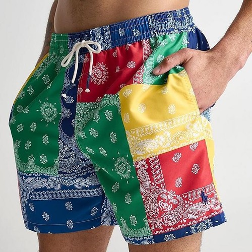 NWT* Polo Ralph Lauren PATCHWORK BANDANA Traveller Swim Trunks Bathing Suit M - Picture 5 of 6