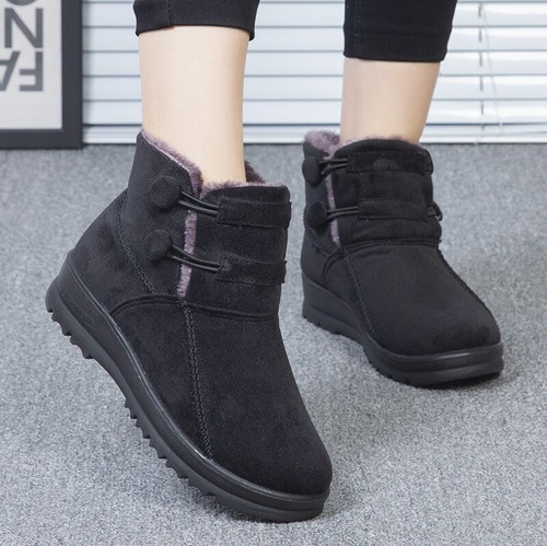 Damen Schneestiefel Kunstfell Winterstiefel Damen Freizeit halbhohe Stiefeletten flach - Bild 10 von 23