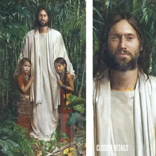 22W"x40H" JESUS CHRIST MY LORD WITH CHILDREN -MESSIAH HERO GOD CHOICES of CANVAS