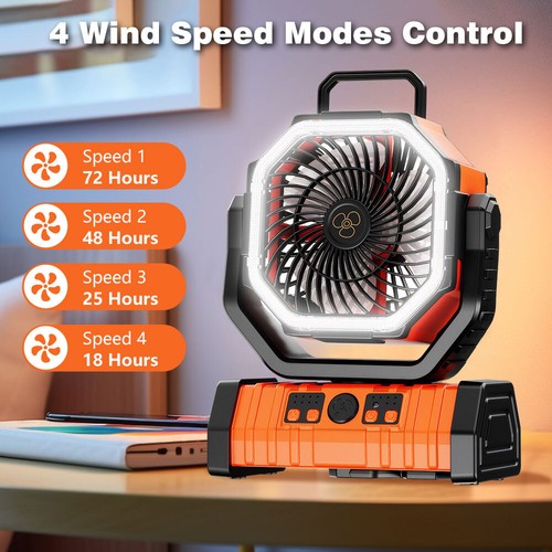 20000mAh Portable Camping Fan Battery Powered Tent Light Fan with LED Light Fan - Picture 5 of 13