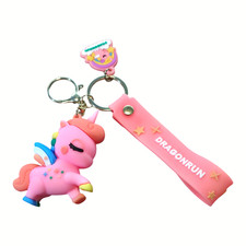 UNICORN DragonRun Keyring Keychain Bag Purse Charm Pink Key Ring Holder