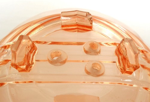 Stölzle Art Deco Pink Frosted & Clear Glass Footed Bowl - 10” Wide - Picture 7 of 8