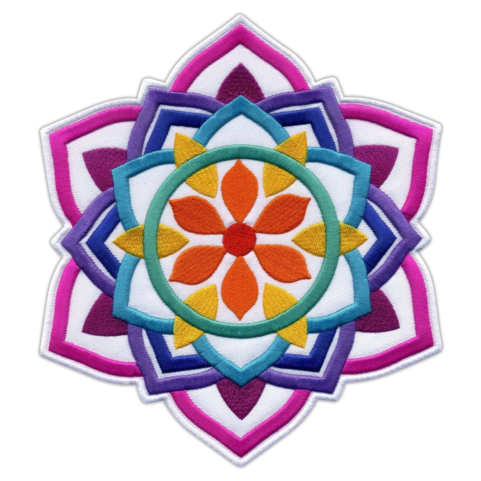 Patchion Mandala - White Big 8" - Back Patch - Embroidered Badge Patch