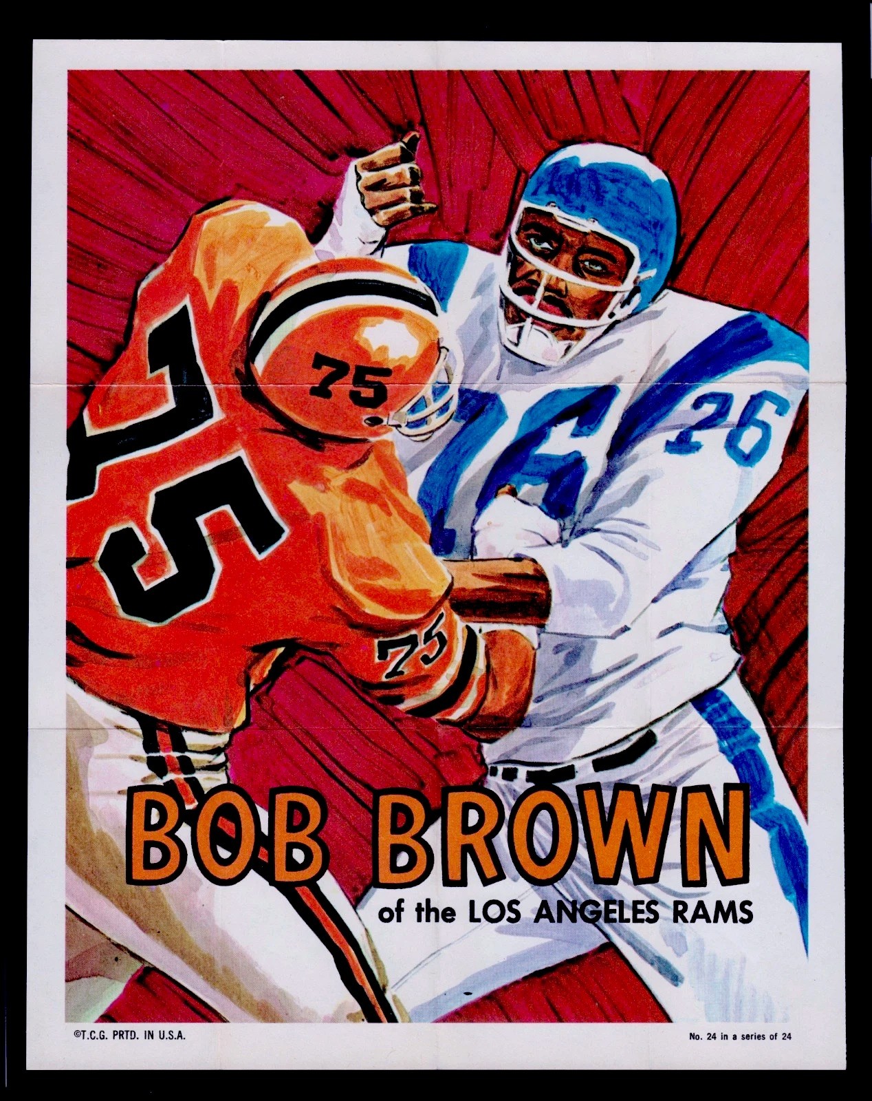 1970 Topps Football Poster Insert #24 - Bob Brown of the Los Angeles Rams