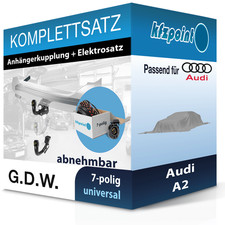 Für Audi A2 02.2000-08.2005 G.D.W. Anhängerkupplung abnehmbar + 7polig E-Satz