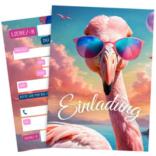 8 Einladungskarten Kindergeburtstag - Flamingo Einladung Mädchen und Jungen #67