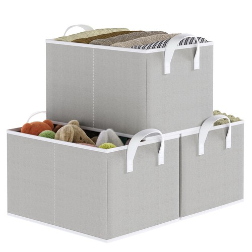 Storage Bins for Shelves, 3-Pack Storage Baskets for Closet, Large Linen Orga...