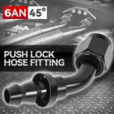 6AN to 3/8" Barb 6061-T6 45 Degree Push Lock Hose End Fitting Fuel Line Adapter