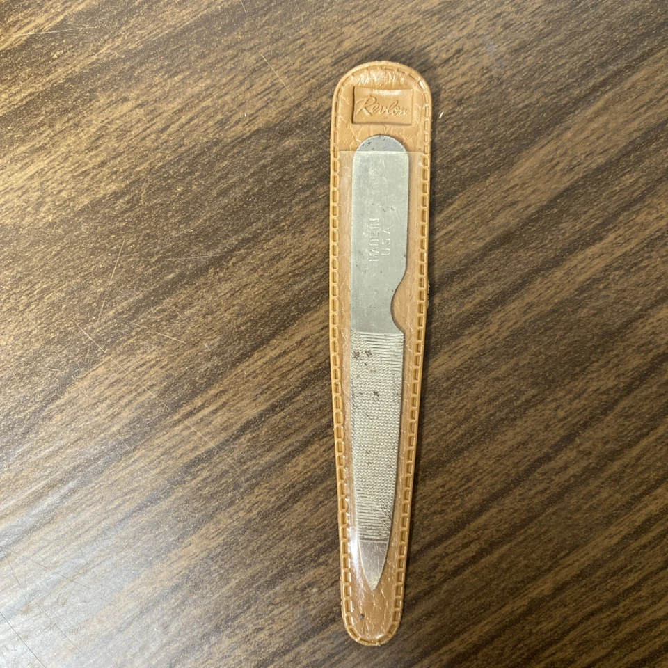 Vintage 1950s Revlon Purse Size 3” Nail File With Storage Sleeve Made In USA - Image 2 of 4