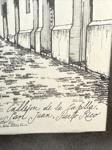 Impresión enmarcada a pluma y tinta Callejón de la Capilla San Juan, Puerto Rico 11 X 15 Arte - Imagen 3 de 11