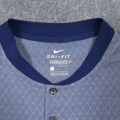 Nike Polo Shirt Mens L Blue Standard Fit Dri-Fit Golf Vapor Texture Blade Collar - Picture 3 of 10