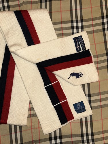 Polo Ralph Lauren Team USA Vancouver 2010 Olympic Stripe Beige Bufanda Lana Merino - Imagen 7 de 9