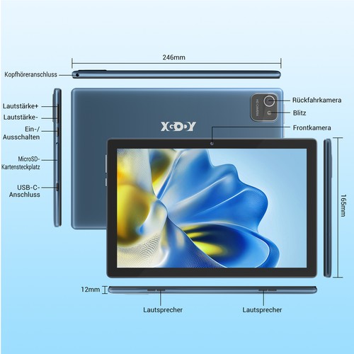 XGODY. M10 Tablet 11.1 Zoll, 24GB+256GB 8000mAh Dual SIM 4G LTE Android 15 GPS - Bild 24 von 39