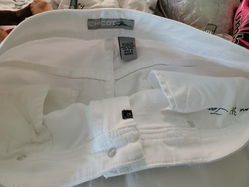 Chicos Women, Platinum White Jeans Size 2 (10-12) Short. High Waist Straight Leg - Picture 7 of 15