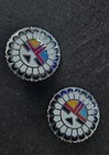 Indian Lore Genuine Copper Porcelain Enamel Inlaid Sun Face Clip On Earrings — photo 1