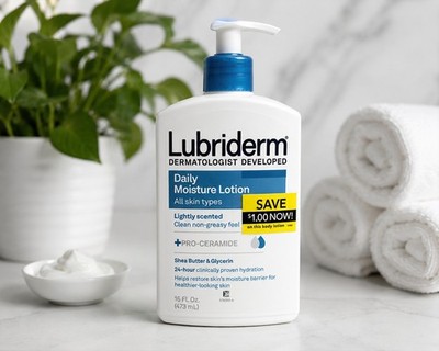 Lubriderm Daily Moisture Lotion 16 Oz Pro-Ceramide Shea Butter Sensitive Skin