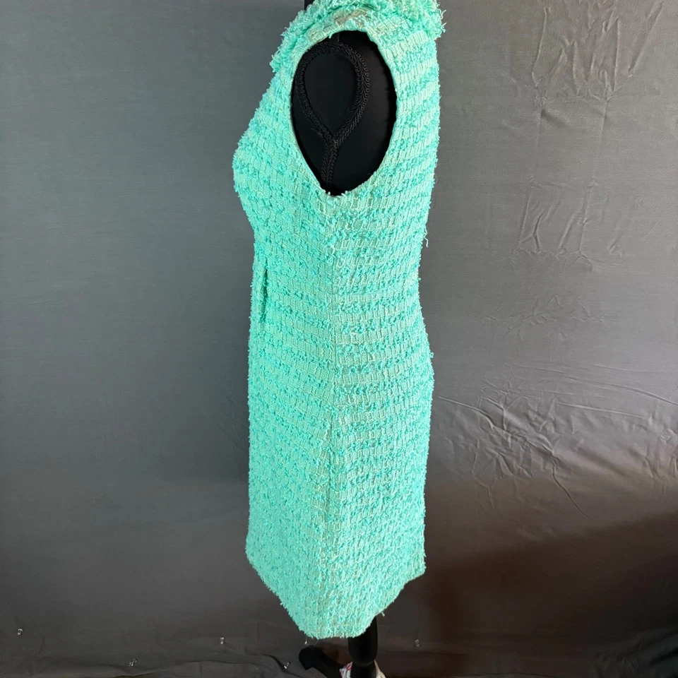 Платье Kate Spade New York без рукавов твидовое как новое зеленое размер 2 карьерная вечеринка - Изображение 3 из 4